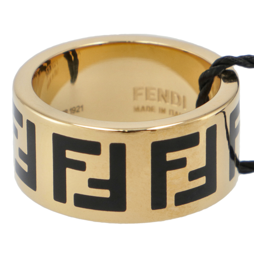FENDI(フェンディ)のフェンディ FENDI リング FFロゴ 指輪 レディース  ブラック×ゴールド 8AG945 TL9 F0RNG レディースのアクセサリー(リング(指輪))の商品写真