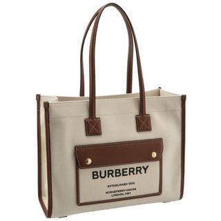 バーバリー(BURBERRY)のバーバリー BURBERRY トートバッグ スモール ツートン キャンバス&レザー フレヤバッグ ブラウン系 ナチュラル／タン 8044138  (トートバッグ)