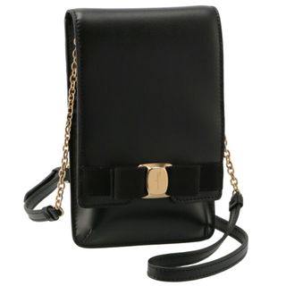 フェラガモ(Ferragamo)のフェラガモ FERRAGAMO フォンケース ショルダー VARA スマホホルダー ポーチ 743562 ブラック 220264 0055 0010(ショルダーバッグ)