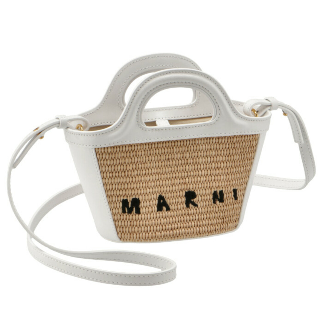 Marni(マルニ)のマルニ MARNI ショルダーバッグ レザー＆ラフィア TROPICALIA マイクロバッグ かごバッグ ベージュ×ホワイト BMMP0067Q0 P3860 Z0T01 レディースのバッグ(ショルダーバッグ)の商品写真