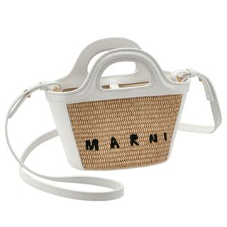 マルニ(Marni)のマルニ MARNI ショルダーバッグ レザー＆ラフィア TROPICALIA マイクロバッグ かごバッグ ベージュ×ホワイト BMMP0067Q0 P3860 Z0T01(ショルダーバッグ)