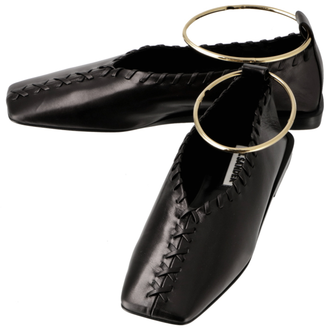 Jil Sander(ジルサンダー)のジル サンダー JIL SANDER バレエシューズ アンクルブレスレット フラットシューズ 靴 ブラック JS30217A 15073 001 レディースの靴/シューズ(ハイヒール/パンプス)の商品写真