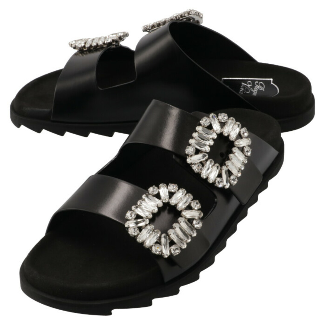 ロジェ ヴィヴィエ ROGER VIVIER サンダル スライディー ヴィヴ ストラス バックル SLIDY VIV STRASS BUCKLE 靴 レディース ブラック RVW45818820 BSS B999