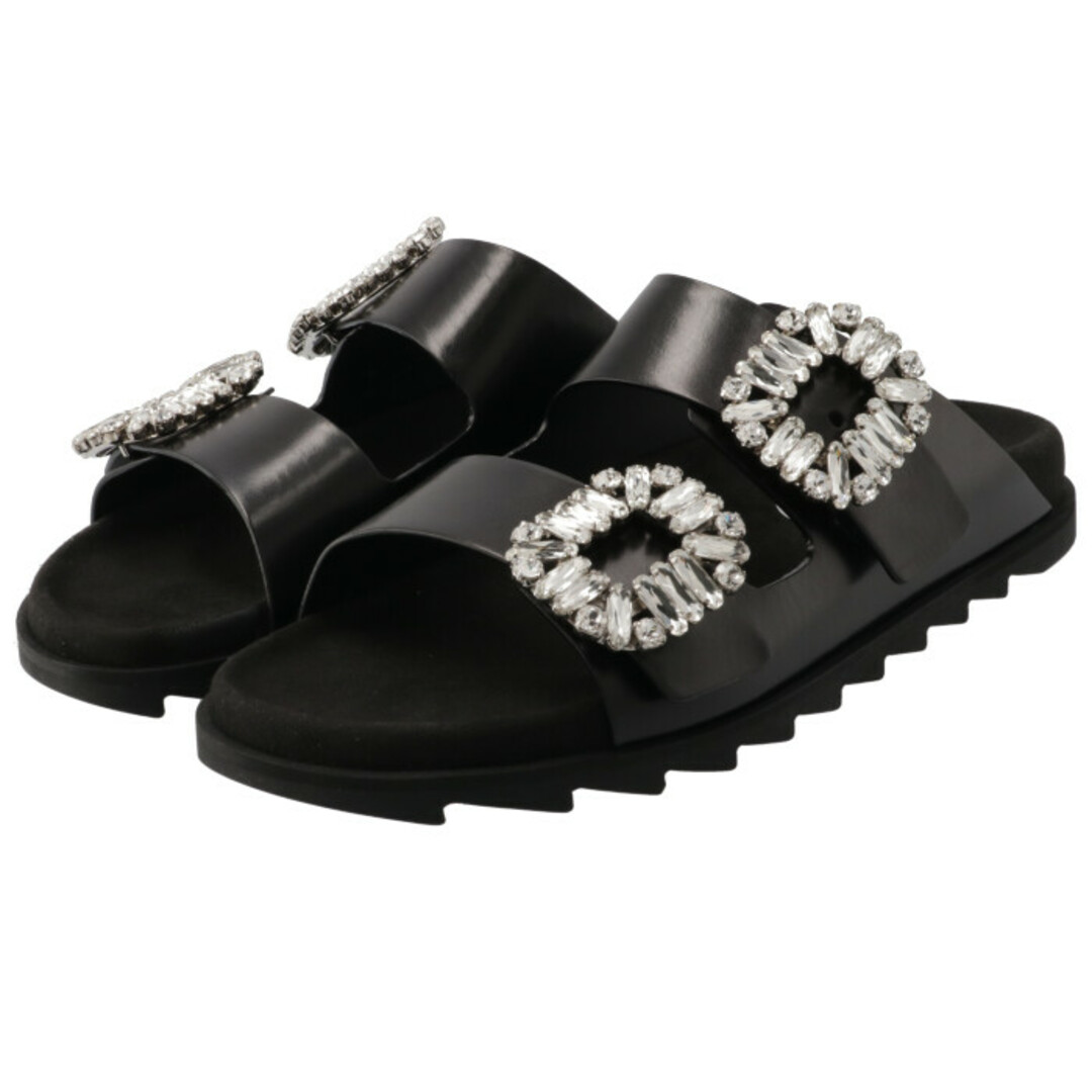 ROGER VIVIER(ロジェヴィヴィエ)のロジェ ヴィヴィエ ROGER VIVIER サンダル スライディー ヴィヴ ストラス バックル SLIDY VIV STRASS BUCKLE 靴 レディース ブラック RVW45818820 BSS B999 レディースの靴/シューズ(サンダル)の商品写真