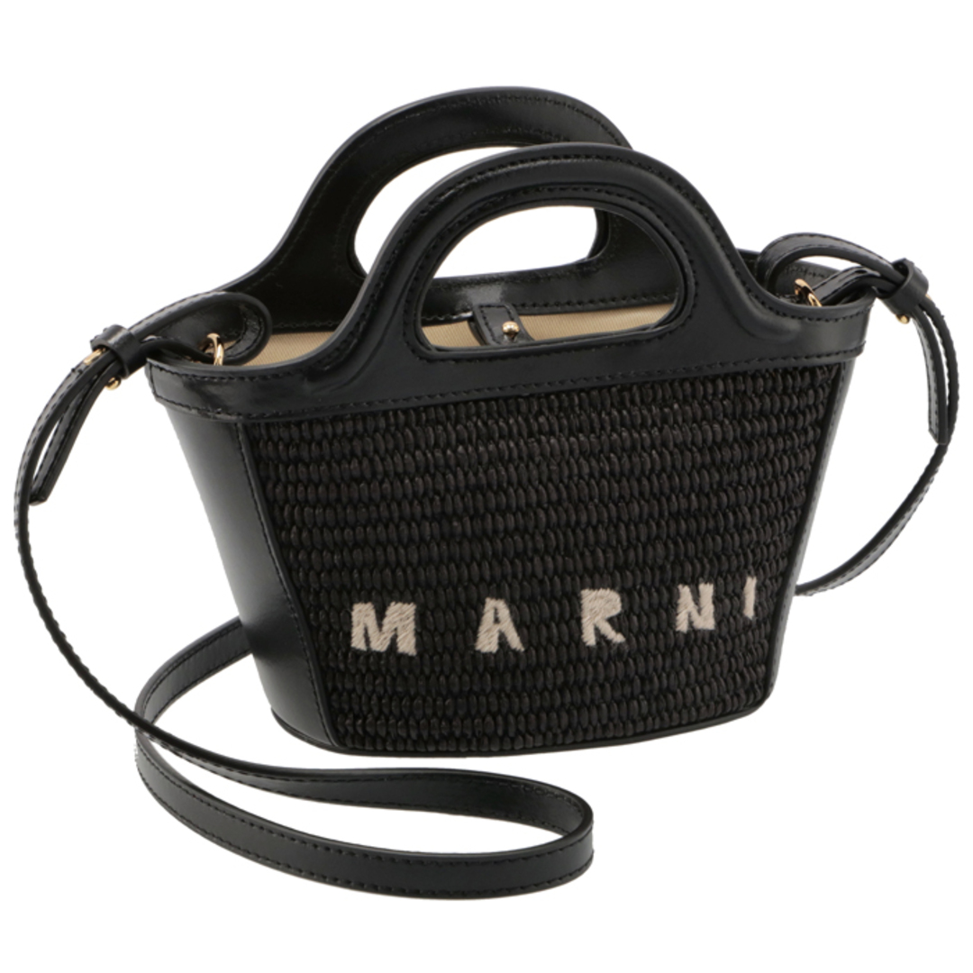 MARNI マルニ ラフィアトートバッグ マイクロバッグ  巾着付き 黒×黒