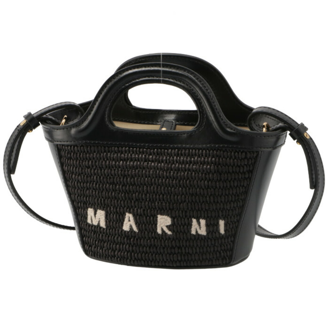 Marni(マルニ)のマルニ MARNI ショルダーバッグ レザー＆ラフィア TROPICALIA マイクロバッグ かごバッグ ブラック BMMP0067Q0 P3860 00N99 レディースのバッグ(ショルダーバッグ)の商品写真