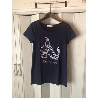 イマージュ(IMAGE)の◆iMAGE/イマージュ/プリント柄入りネイビーの半袖Tシャツ/M◆w(Tシャツ(半袖/袖なし))