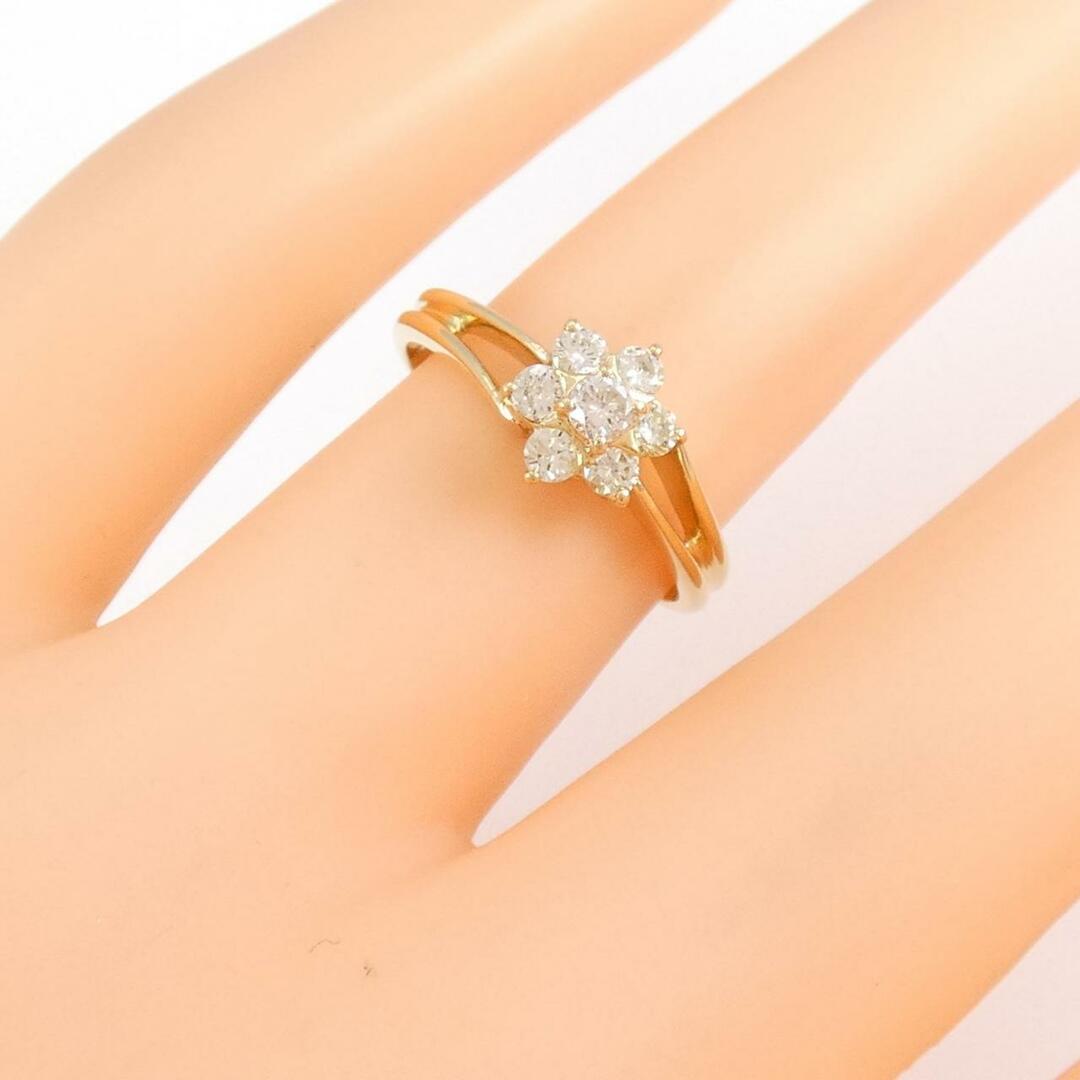 K18YG フラワー ダイヤモンド リング 0.32CT レディースのアクセサリー(リング(指輪))の商品写真