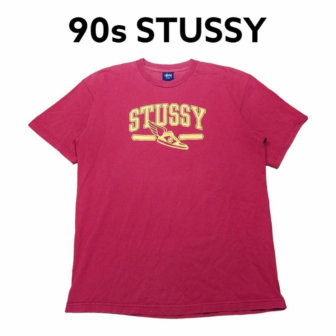 STUSSY(ステューシー)の90s STUSSY　ウイングフットビッグプリント　Tシャツ　古着　ステューシー メンズのトップス(Tシャツ/カットソー(半袖/袖なし))の商品写真