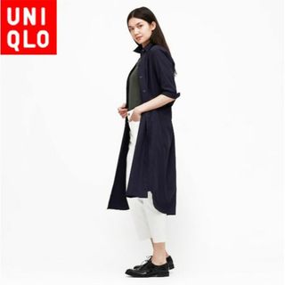 ユニクロ(UNIQLO)のユニクロ 431352 エクストラファインコットンシャツワンピース（7分袖）(ロングワンピース/マキシワンピース)