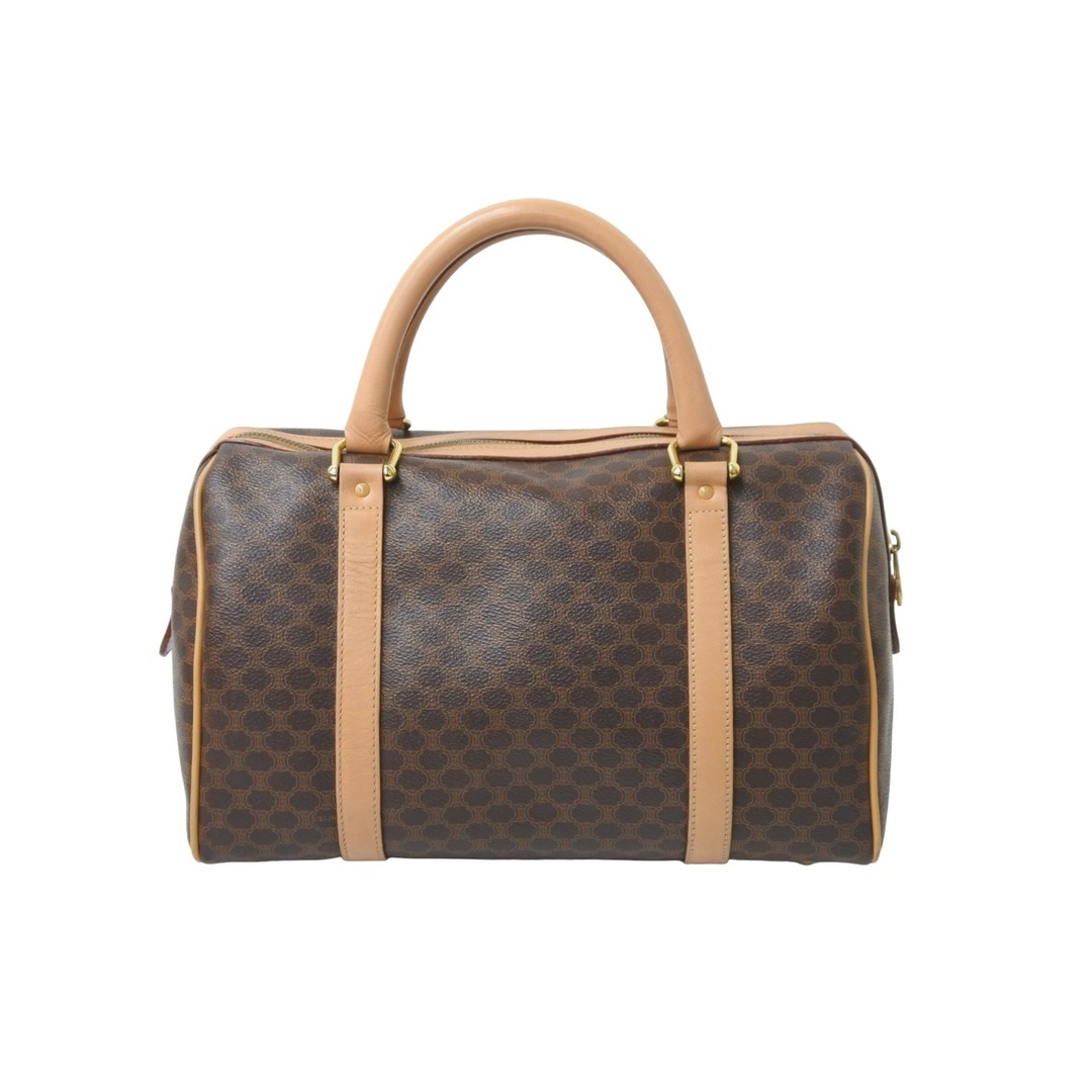 ◇CELINE セリーヌ/ ボストンバッグ ブラウン ゴールド金具 マカダム柄
