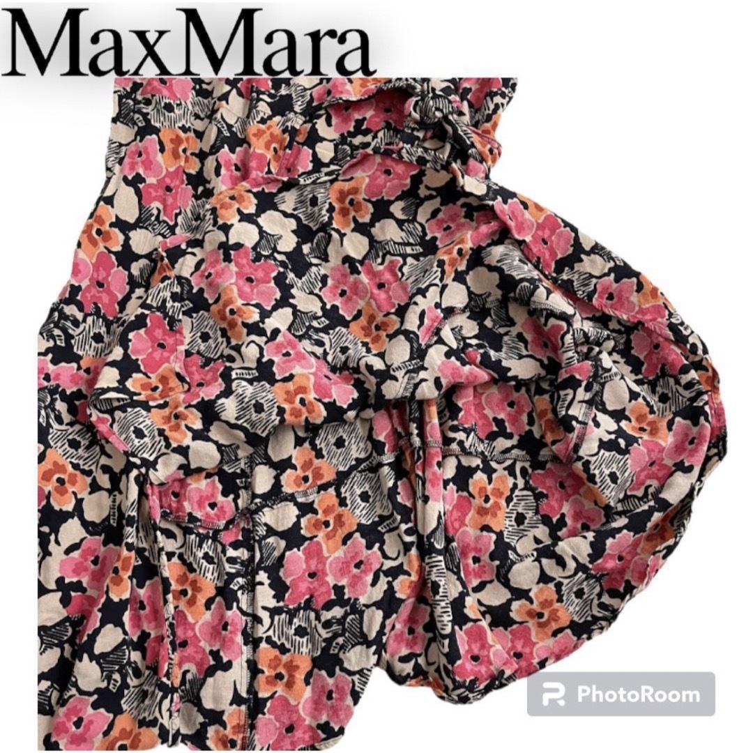 MAX MARA マックスマーラ　花柄ロングワンピース　サイズL 半袖　美品