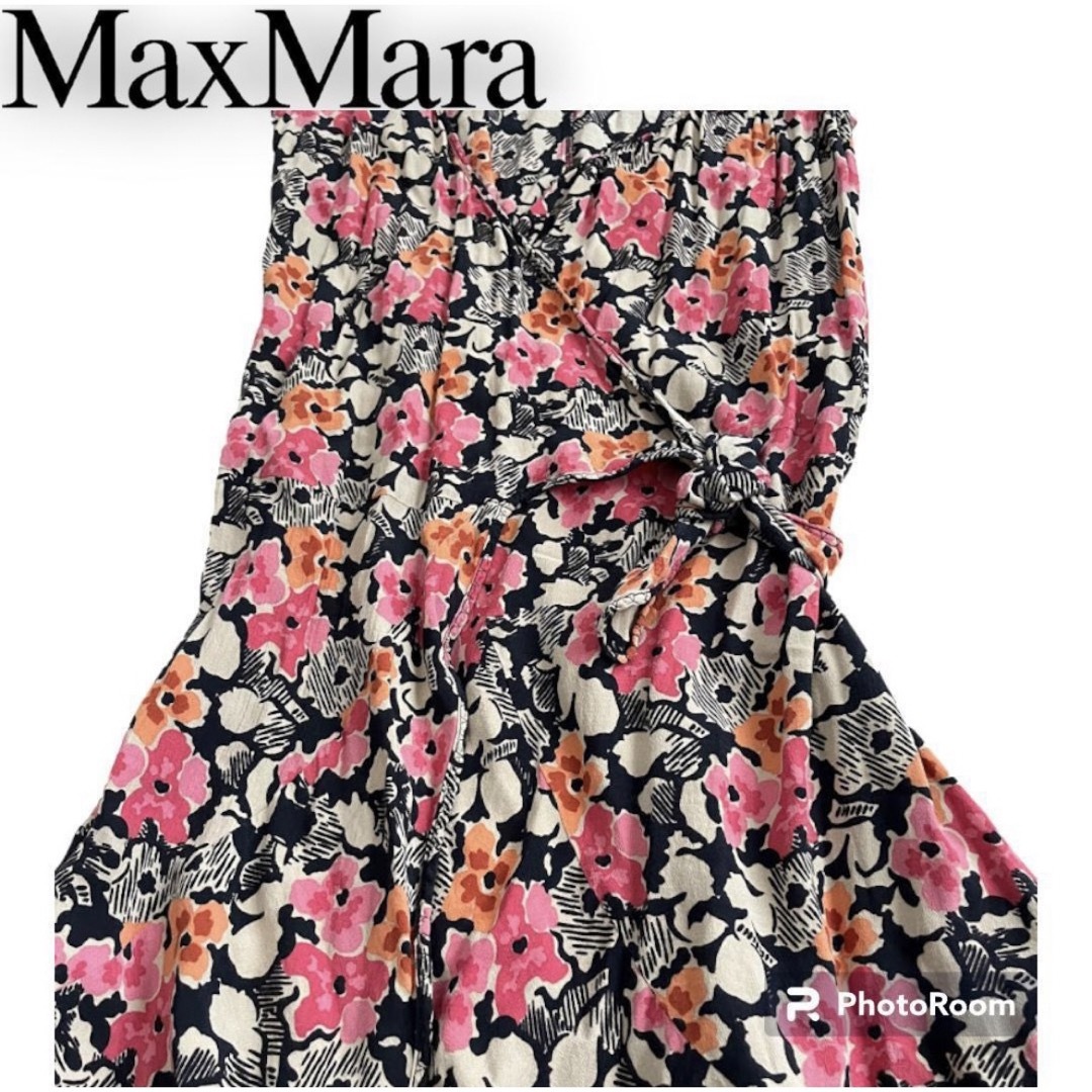 MAX MARA マックスマーラ　花柄ロングワンピース　サイズL 半袖　美品