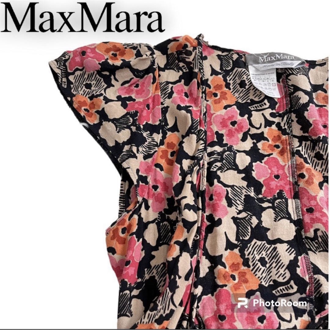 MAX MARA マックスマーラ　花柄ロングワンピース　サイズL 半袖　美品