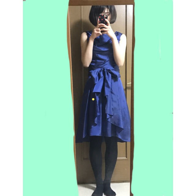 訳ありAラインドレス【ネイビー】 レディースのフォーマル/ドレス(ミディアムドレス)の商品写真