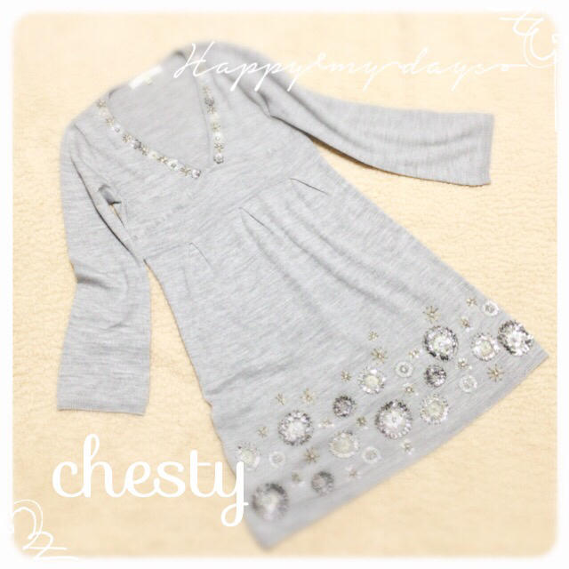 Chesty(チェスティ)のchestyビジュー付きニットワンピース♡チェスティ レディースのワンピース(ひざ丈ワンピース)の商品写真