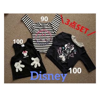 ディズニー(Disney)の＼3点SET／  Disney ミニーちゃん　ボーダー　ロンT ノースリーブ(Tシャツ/カットソー)