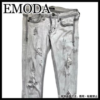 エモダ(EMODA)のEMODA ダメージ デニム パギンス パンツ グレー スキニー ストレート(デニム/ジーンズ)