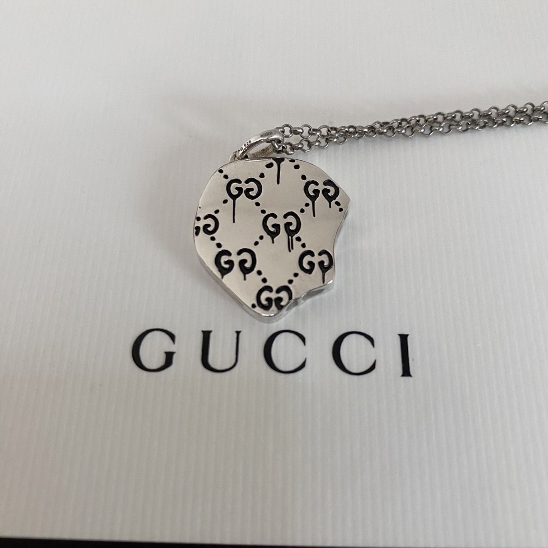 Gucci(グッチ)のGUCCI ゴースト スカル ネックレス レッド SV925 メンズのアクセサリー(ネックレス)の商品写真