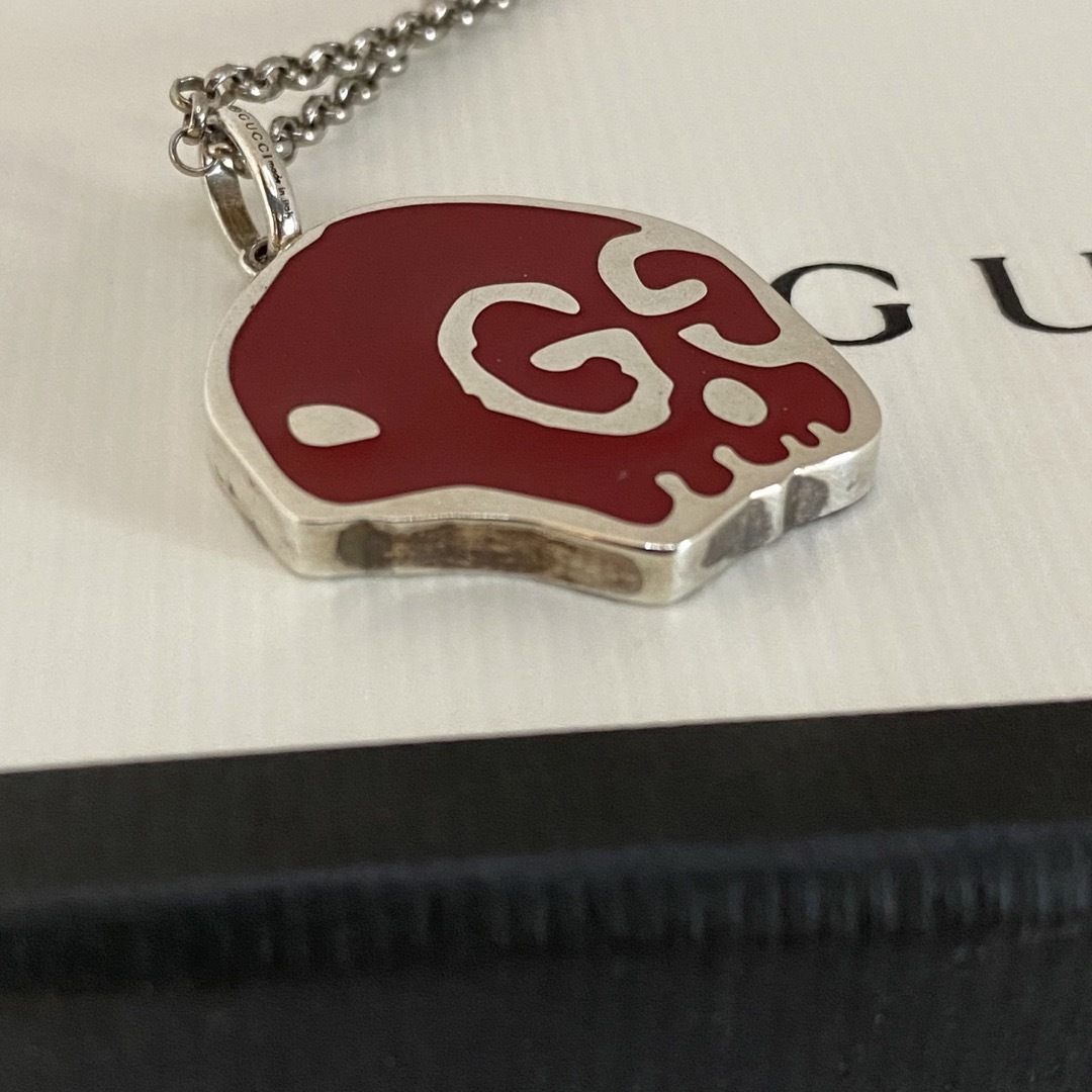 Gucci(グッチ)のGUCCI ゴースト スカル ネックレス レッド SV925 メンズのアクセサリー(ネックレス)の商品写真