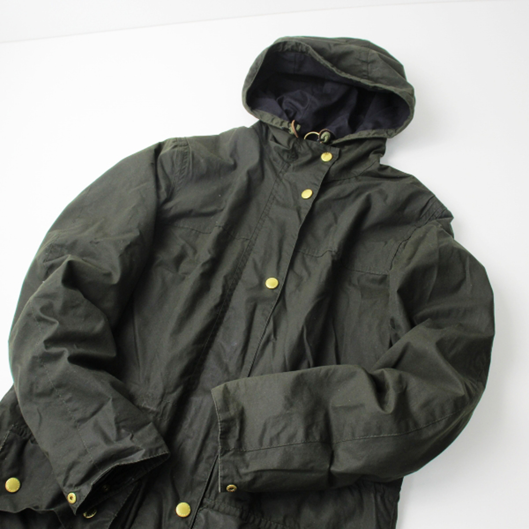 綿100裏地Barbour バブアー WAX DURHAM ダーハム ワックス オイルドコットン フードコート UK8/カーキグリーン【2400013334037】