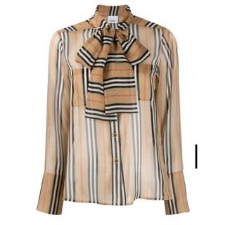 バーバリー(BURBERRY)のBURBERRY バーバリーボウタイシルクブラウス(シャツ/ブラウス(長袖/七分))