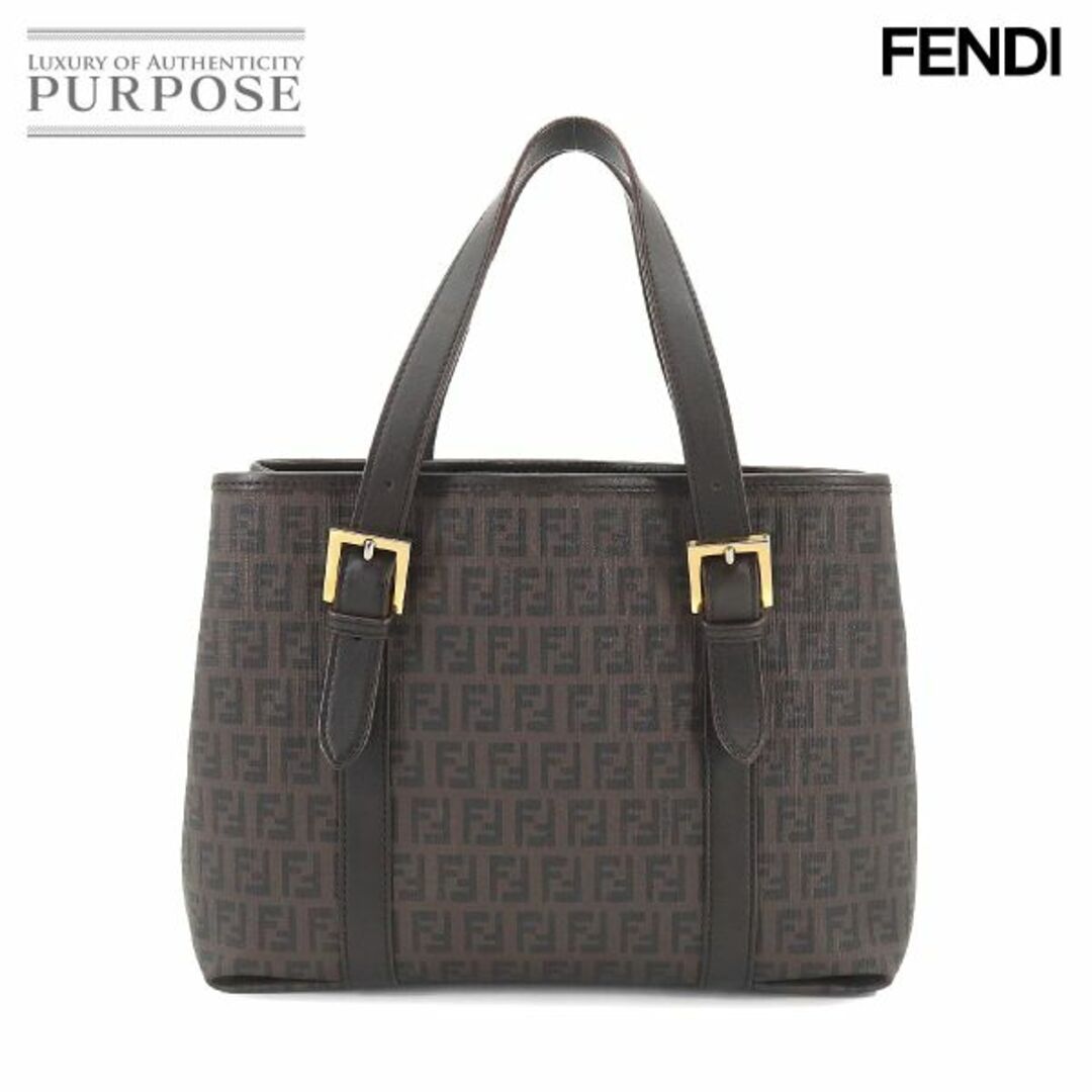 フェンディ FENDI ズッキーノ ハンド バッグ PVC レザー ブラウン ゴールド 金具 VLP 90193820