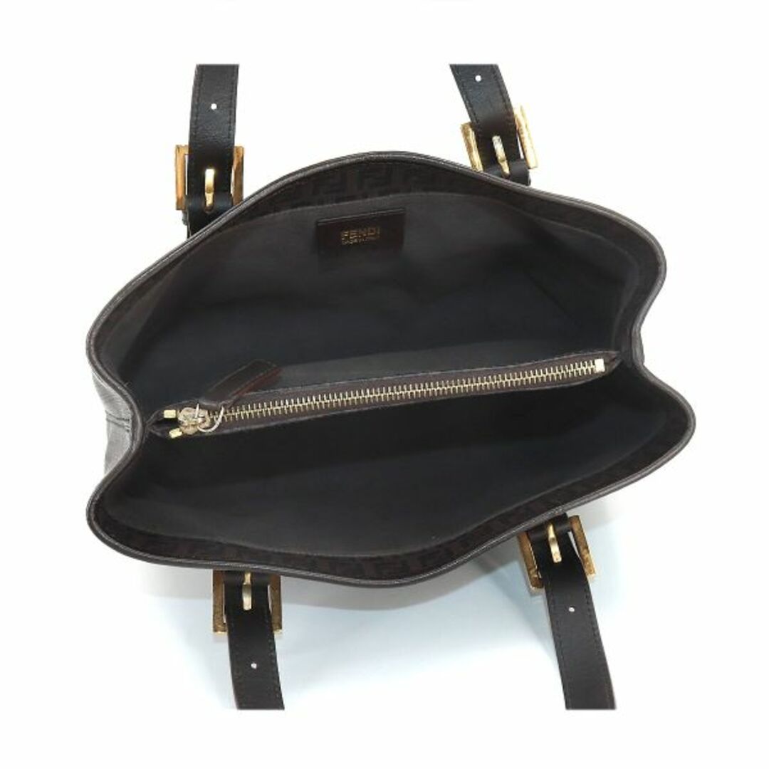 フェンディ FENDI ズッキーノ ハンド バッグ PVC レザー ブラウン ゴールド 金具 VLP 90193820 5