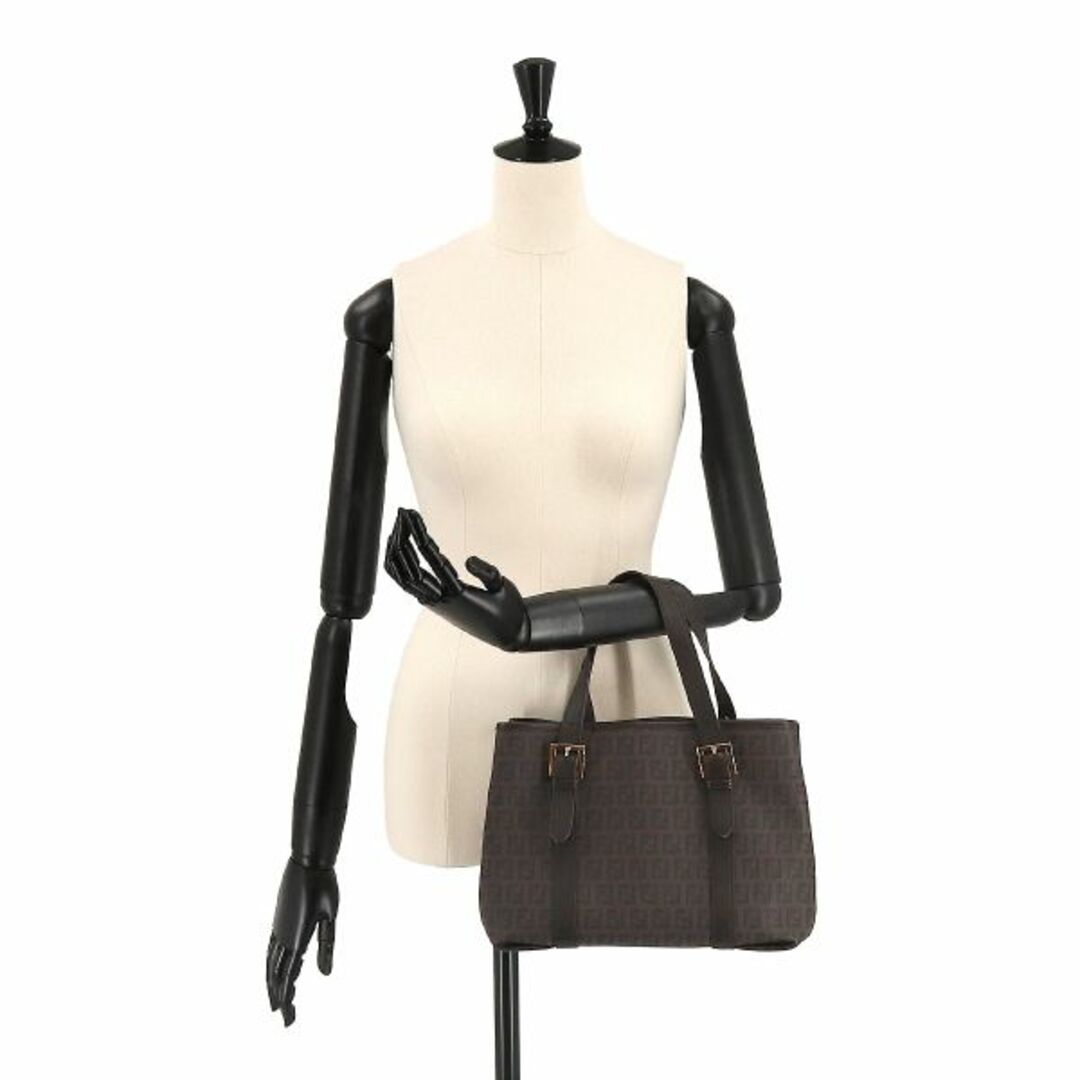 フェンディ FENDI ズッキーノ ハンド バッグ PVC レザー ブラウン ゴールド 金具 VLP 90193820 8
