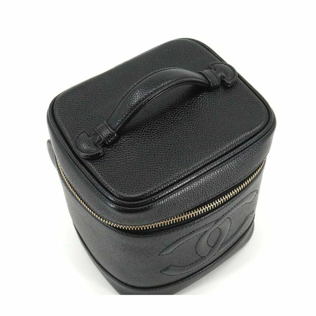 シャネル CHANEL バニティ ハンド バッグ キャビアスキン レザー ブラック A01998 ココマーク ゴールド 金具 ヴィンテージ VLP 90195380