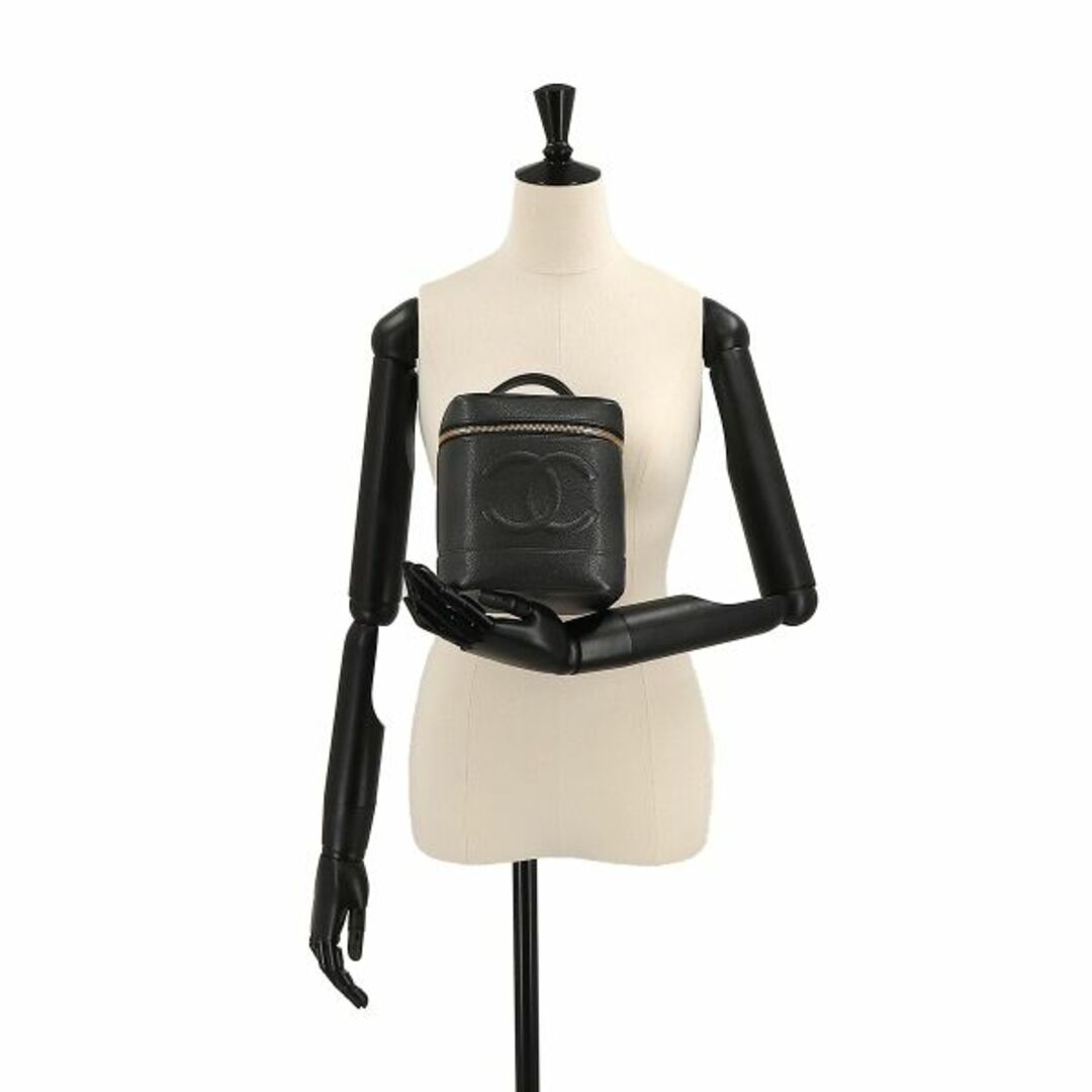 シャネル CHANEL バニティ ハンド バッグ キャビアスキン レザー ブラック A01998 ココマーク ゴールド 金具 ヴィンテージ VLP 90195380