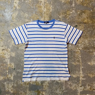 ラルフローレン(Ralph Lauren)の90s ラルフローレン ボーダーリンガーtシャツ M相当 ライトブルー(Tシャツ/カットソー(半袖/袖なし))