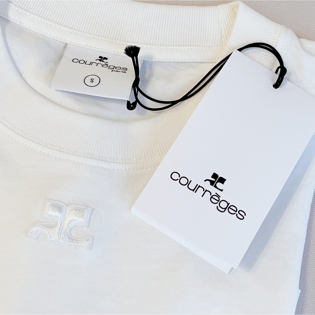 Courreges(クレージュ)の人気 COURREGES クロップド コットン Tシャツ レディースのトップス(Tシャツ(半袖/袖なし))の商品写真