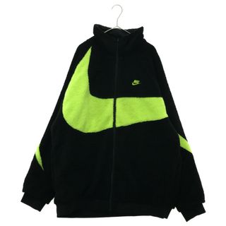 ナイキ(NIKE)のNIKE ナイキ 19AW Reversible Big Swoosh Boa Jacket BQ6546-017 リバーシブルビッグスウッシュボアジャケット フリースブルゾン ロゴ ブラック/イエロー(フライトジャケット)