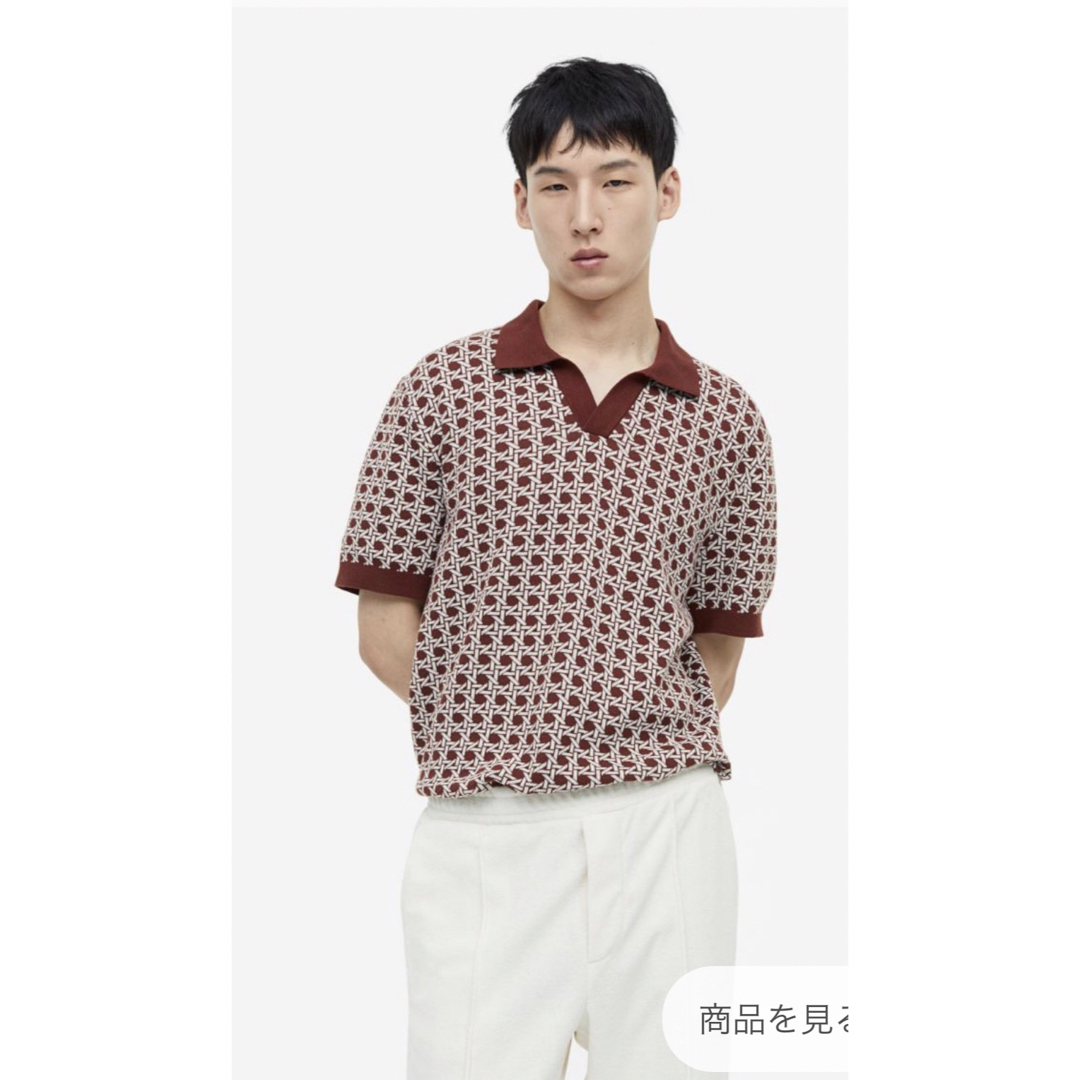 H&M レギュラーフィット ファインニットポロシャツの通販 by テディー H&M レギュラーフィット ファインニットポロシャツの通販 by テディー