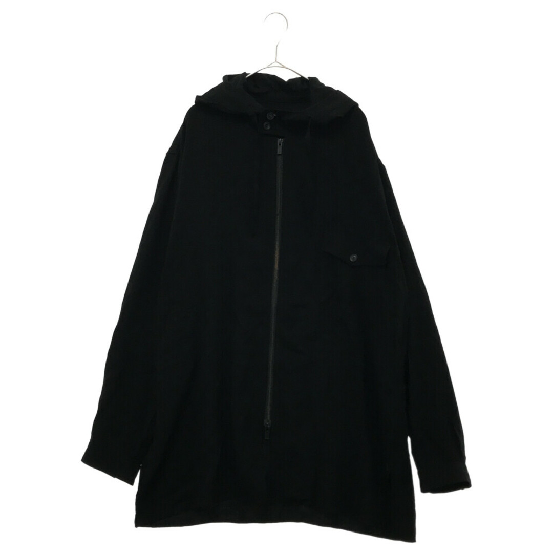 Yohji Yamamoto POUR HOMME ヨウジヤマモト プールオム 21AW シルク混 フードブルゾン ジップパーカー ブラック HX-B52-216