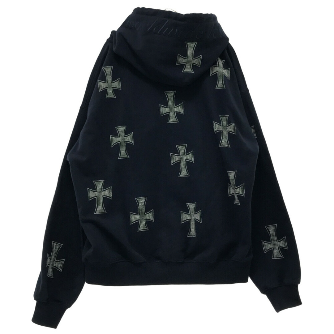 UNKNOWN アンノウン Navy Cross Rhinestone Zip Hoodie ネイビー