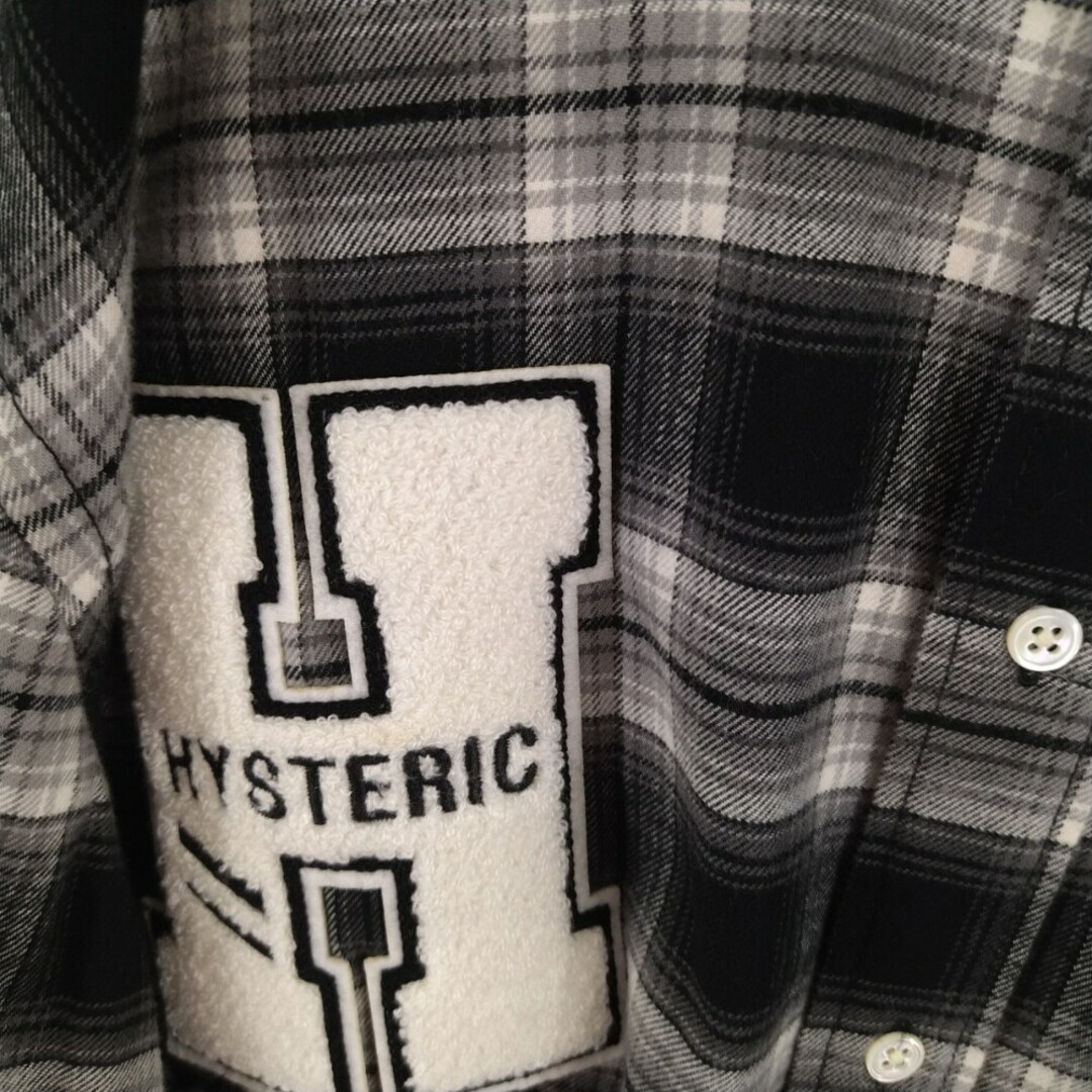 WIND AND SEA ウィンダンシー ×Hysteric Glamour 3rd CHECK SHIRT ヒステリックグラマーコラボ ロゴワッペン 長袖チェックシャツ ブラック/グレー WDS-HYS-3-04 6