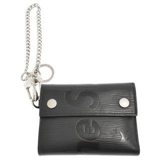 LOUIS VUITTON X Supreme Chain Compact Wallet Leather Black M67711