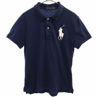 ポロラルフローレン(POLO RALPH LAUREN)のポロラルフローレン ビッグポニー ワンポイントワッペン 半袖 ポロシャツ S ネイビー POLO RALPH LAUREN 鹿の子地 レディース 【中古】  【230621】(ポロシャツ)