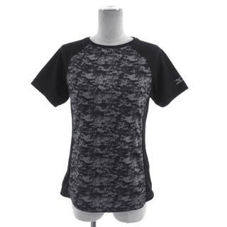 ミズノ(MIZUNO)のMIZUNO Tシャツ ラグランスリーブ 半袖 ロゴ 総柄 黒 グレー M(その他)