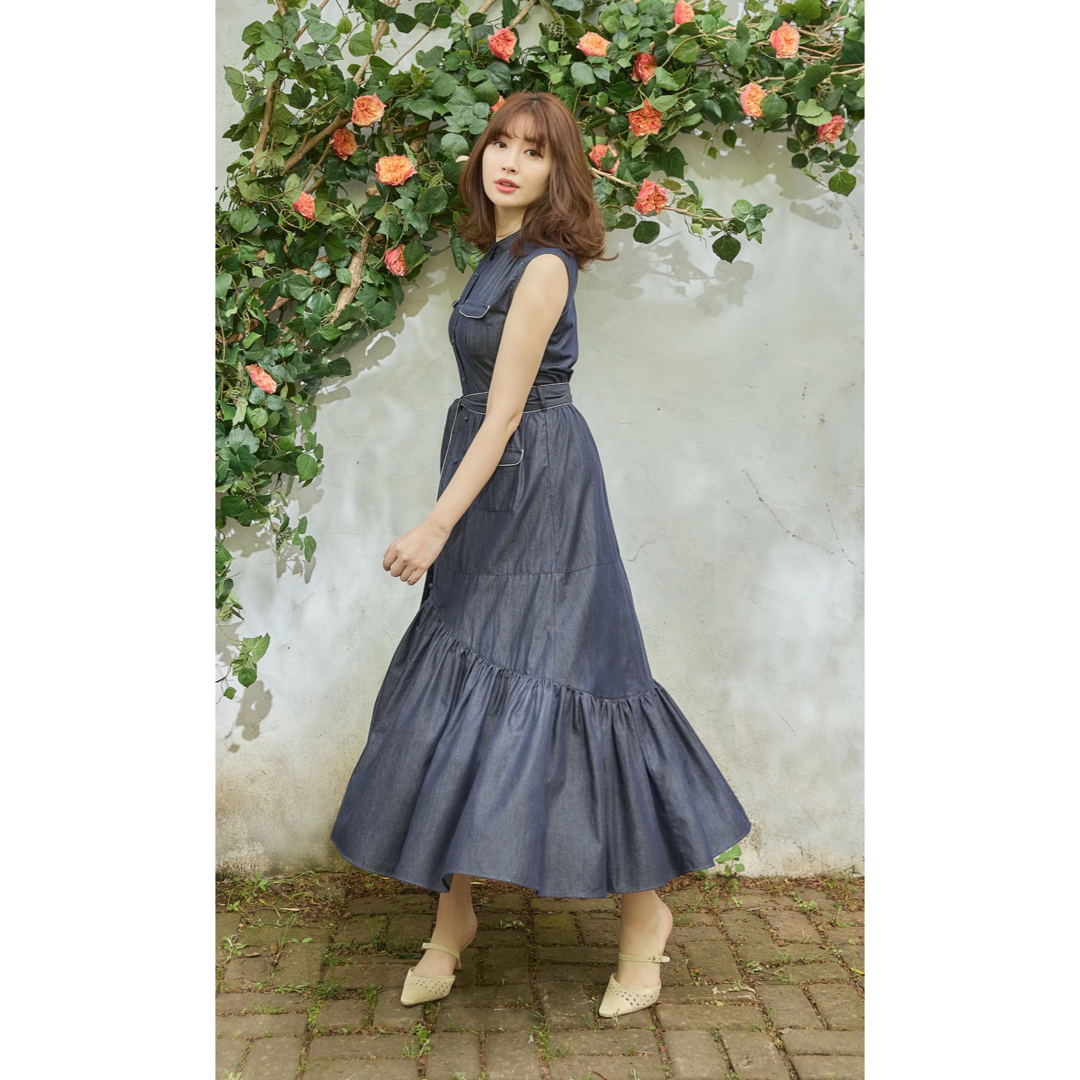 herlipto Lace Belted Denim Dress