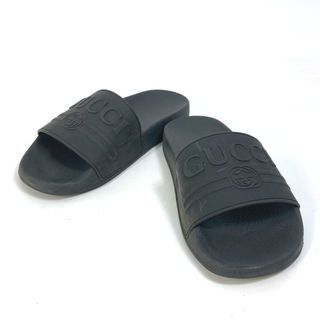 グッチ(Gucci)のグッチ GUCCI ロゴ スライド 525140 ビーチサンダル 靴 シャワーサンダル プールサンダル サンダル ラバー ブラック(サンダル)