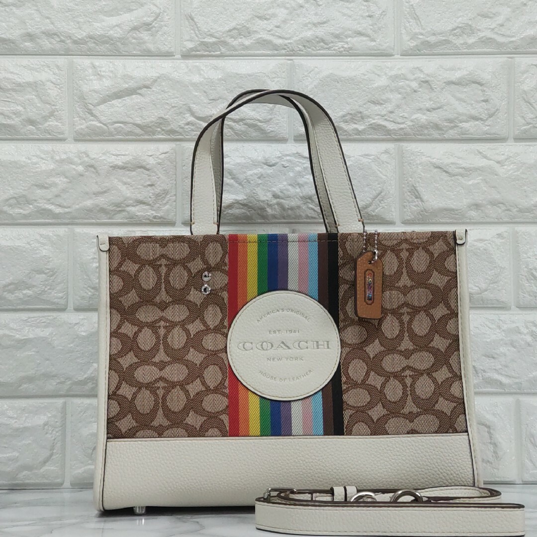 COACH コーチ トートバッグ レインボー ストライプ デンプシー 新作