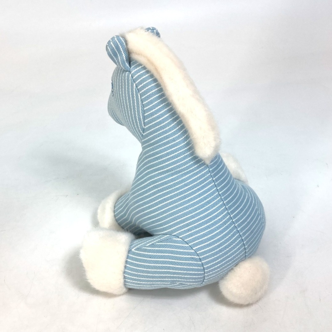 エルメス HERMES ベビーエルミー BABY 赤ちゃん 人形 オブジェ ストライプ ファー 馬 シュバル ぬいぐるみ コットン ブルー 未使用