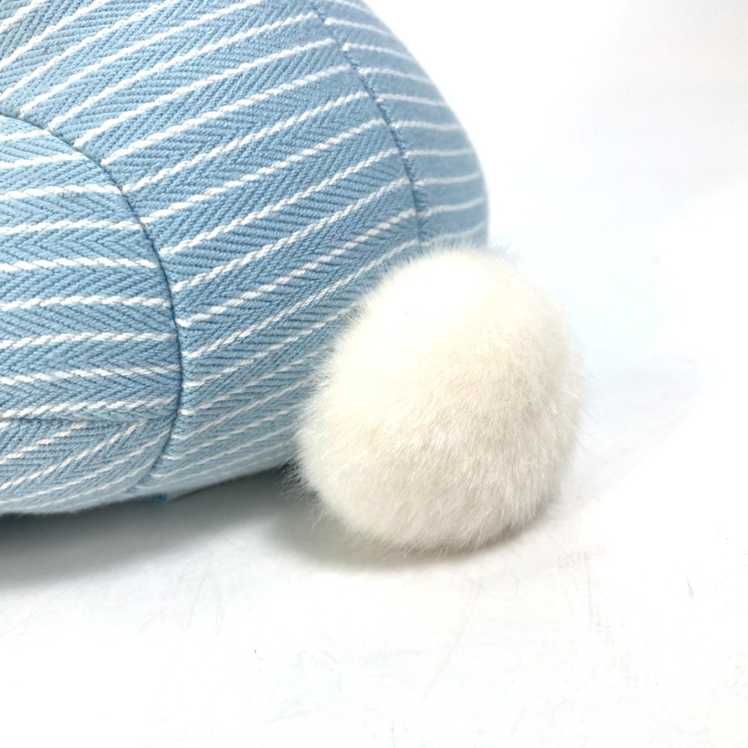 エルメス HERMES ベビーエルミー BABY 赤ちゃん 人形 オブジェ ストライプ ファー 馬 シュバル ぬいぐるみ コットン ブルー 未使用