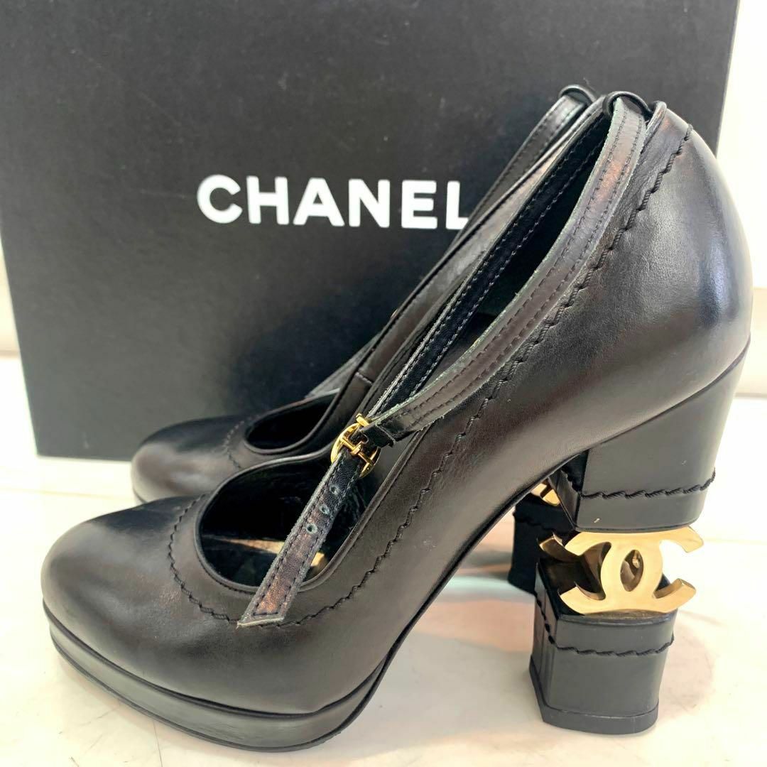 CHANEL シャネル ココマーク チャンキーヒール パンプス サイズ37のサムネイル