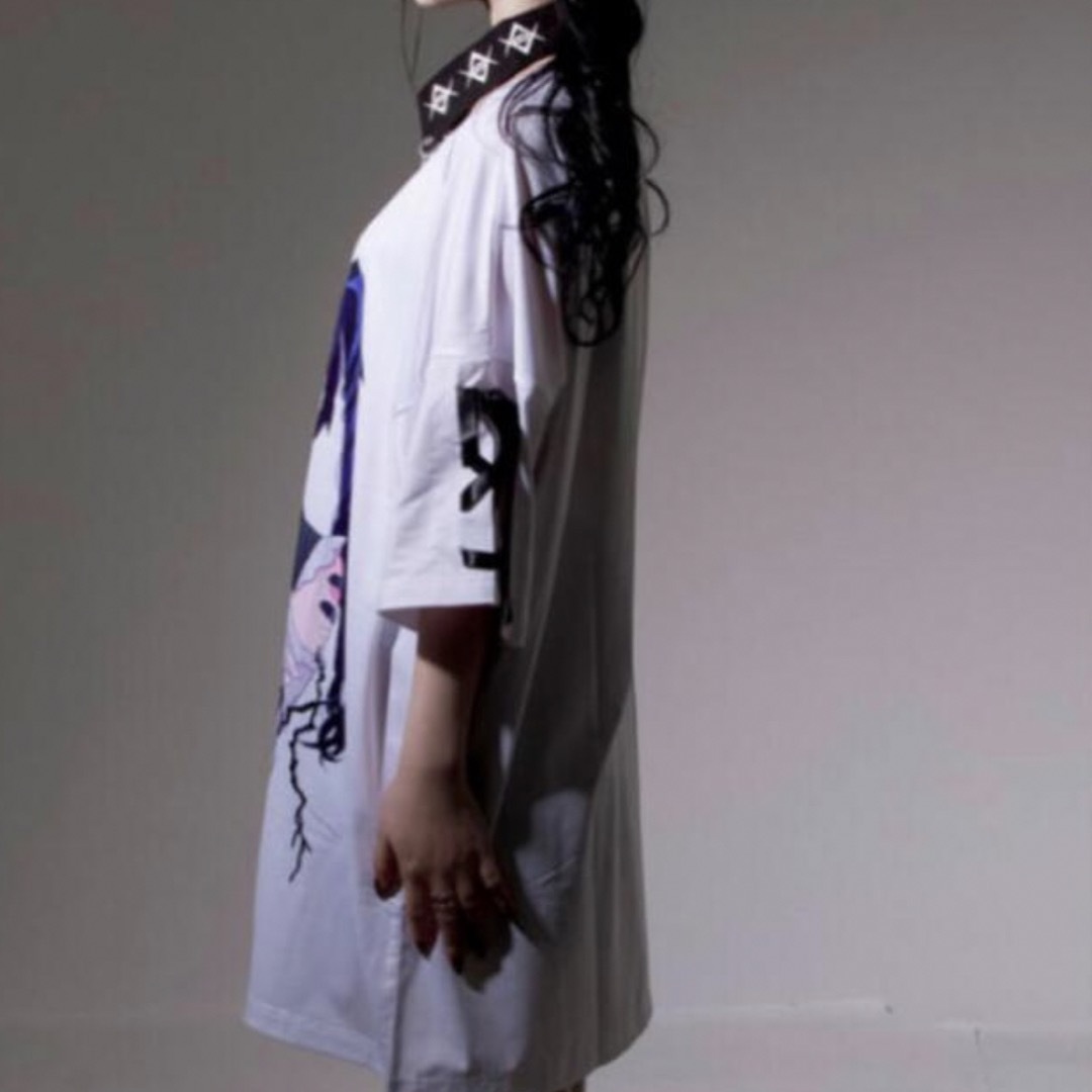 REFLEM レフレム negiコラボ青髪少女袖レースアップデザイン Tシャツ