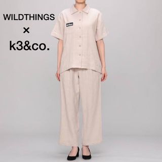 ワイルドシングス(WILDTHINGS)のWILDTHINGS & k3&co.セットアップ　レディース　リネン　ベージュ(シャツ/ブラウス(半袖/袖なし))