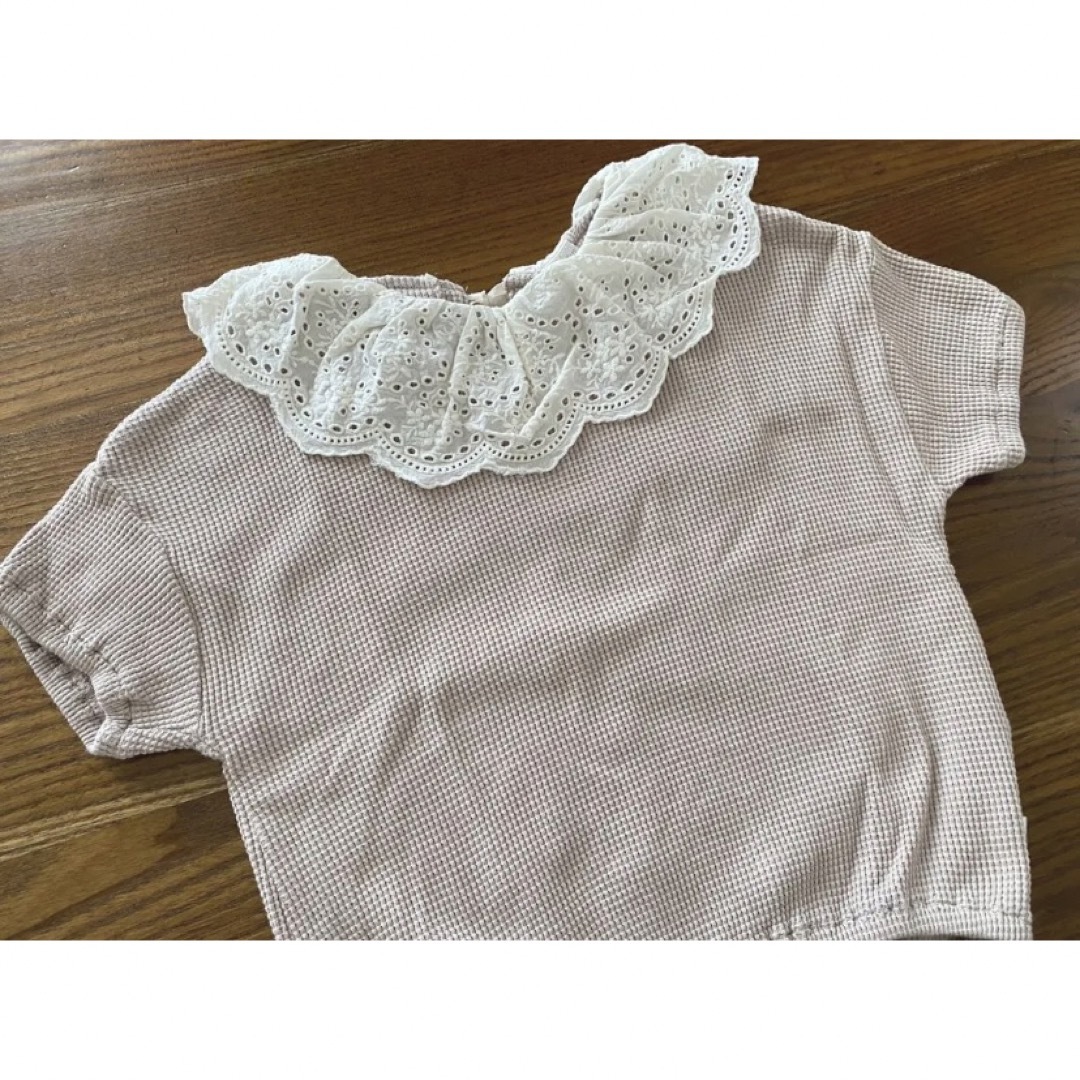 tete a tete(テータテート)のtete a tete フリル襟トップス  ワッフル 95 キッズ/ベビー/マタニティのキッズ服女の子用(90cm~)(Tシャツ/カットソー)の商品写真